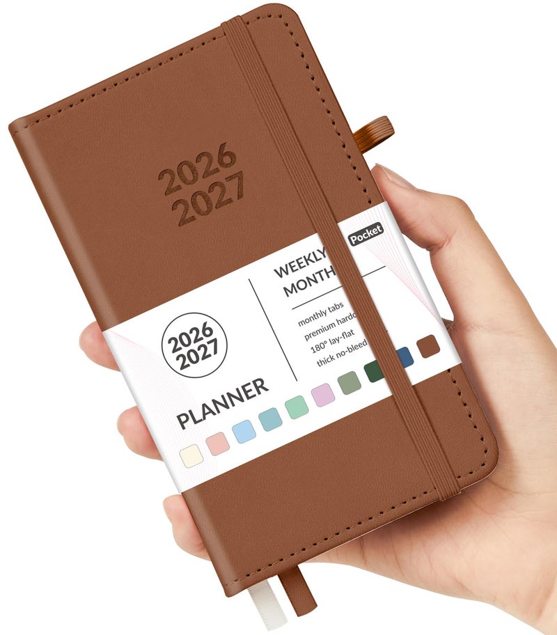 Forvencer Pocket Planner 20262027 Weekly Monthly Planners for Purse 35 x 6 July 2026June 2027 Cute Small Daily Academic Calendar Elastic Band Hardcover Agenda for Women Teacher - Image 2