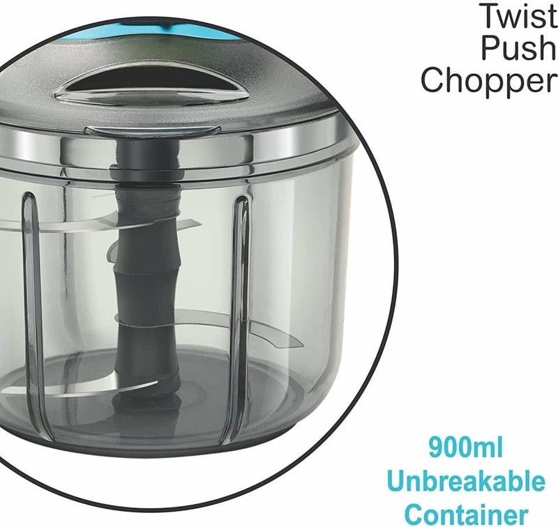 HAPPI Manual Push Chopper 900ml Steel Blade Hand Press Vegetables Chopper Kitchen For Cutting Salad, Onion, Chilly Mixer (Green) - Image 3