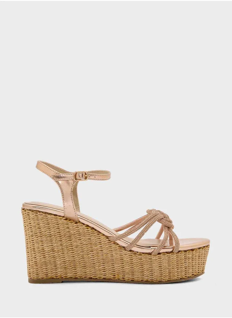 ترافل من نمشي Ankle Strap Multi Strap Knotted High Wedge Sandal