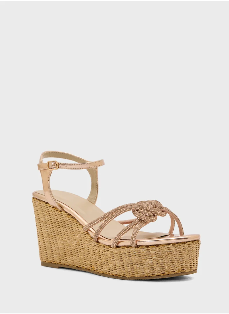 ترافل من نمشي Ankle Strap Multi Strap Knotted High Wedge Sandal