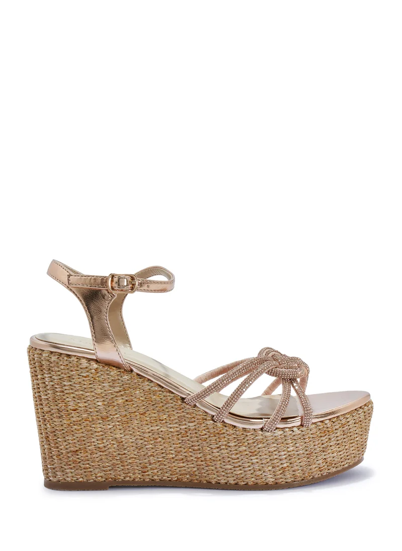 ترافل من نمشي Ankle Strap Multi Strap Knotted High Wedge Sandal