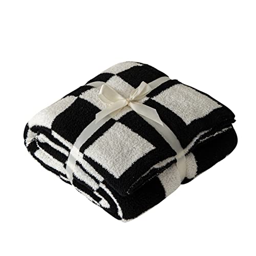 REPRECONF Ultra Soft Cozy Buffalo Checkerboard Grid Fluffy Microfiber Knitted Throw Blanket Lightweight Checkered Bed Blanket for Sofa Couch Bed Black 51"X63" - Image 2