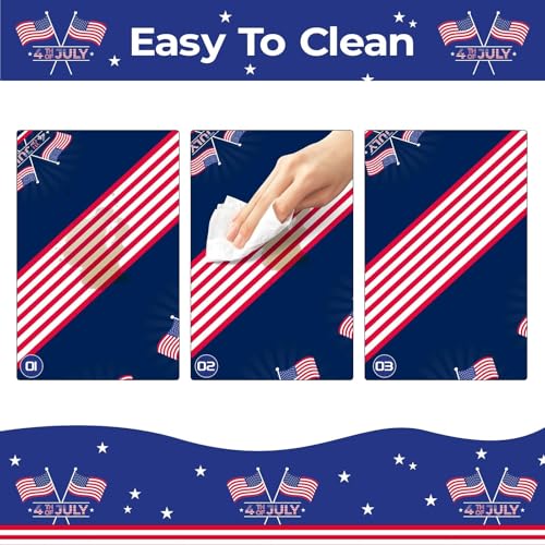Childom 2 Pack Patriotic Tablecloth,Patriotic Decorations 54" x 108" Disposable American Flag Tablecloth,Plastic Table Cover for Veterans Day Decorations,Fourth of July,Camping,Picnic,Party Supplies - Image 3