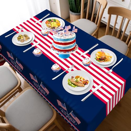 Childom 2 Pack Patriotic Tablecloth,Patriotic Decorations 54" x 108" Disposable American Flag Tablecloth,Plastic Table Cover for Veterans Day Decorations,Fourth of July,Camping,Picnic,Party Supplies - Image 4