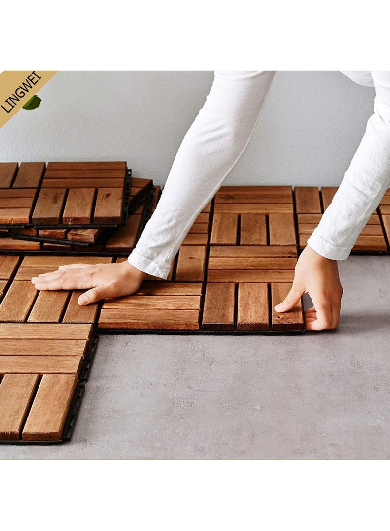 LINGWEI Wooden Floor Decking Tiles Brown 31x3x31cm 5pcs - Image 5