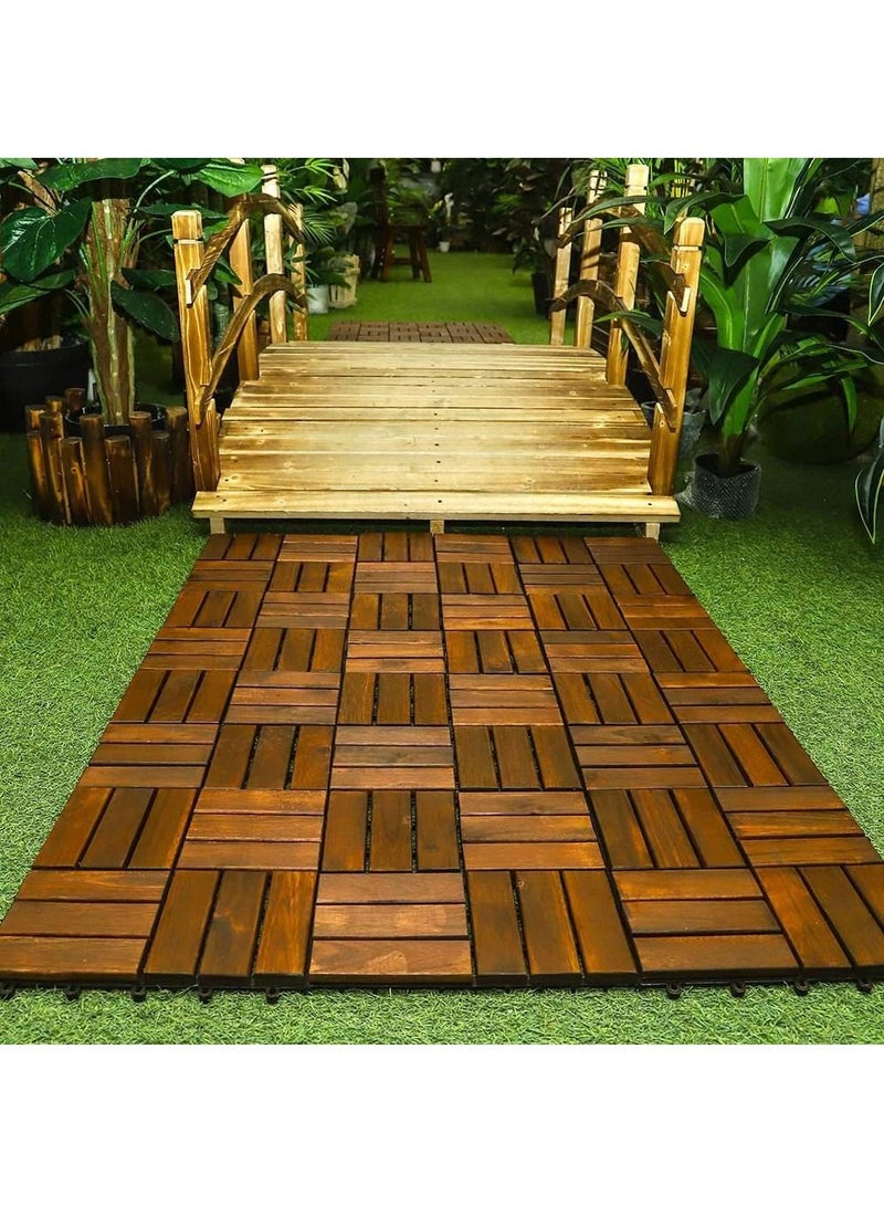 LINGWEI Wooden Floor Decking Tiles Brown 31x3x31cm 5pcs - Image 2