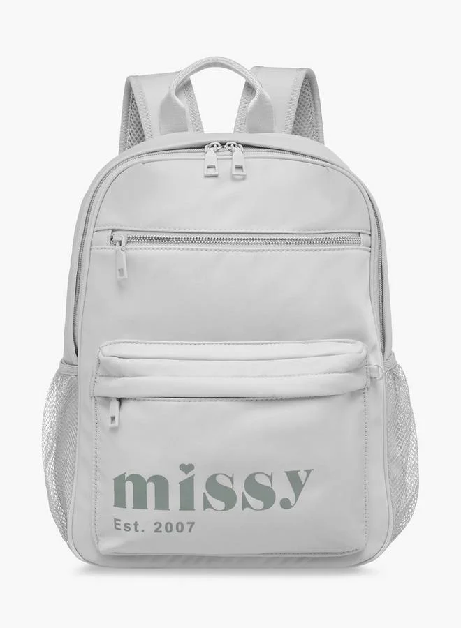 Missy Logo Print 2-Piece School Backpack Set For Kids With Pencil Pouch - 30X12X40 Cm