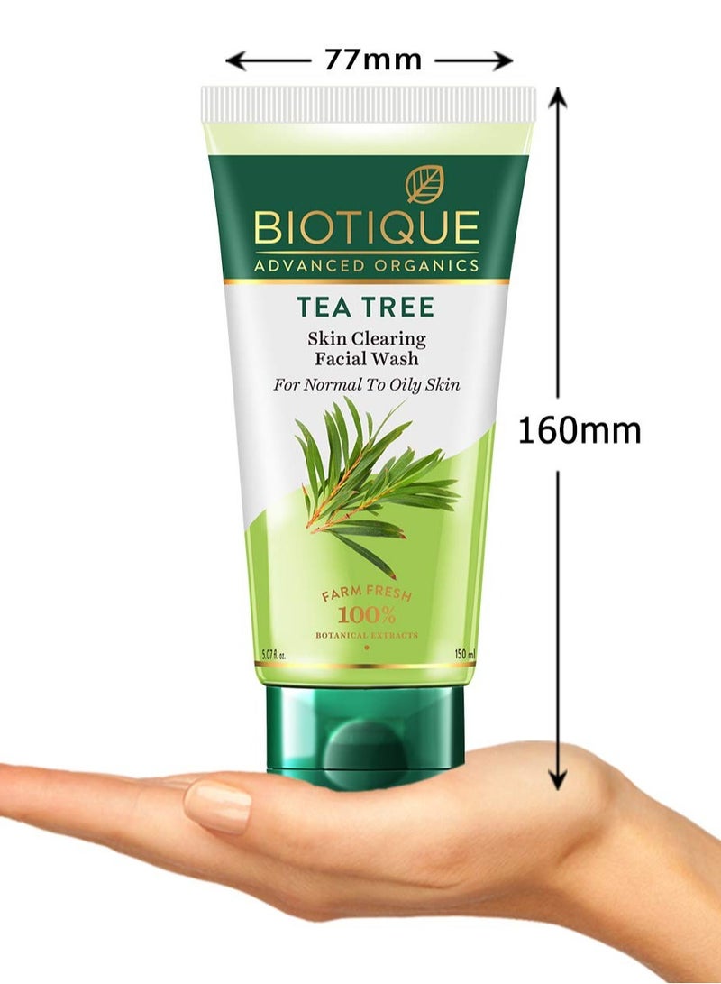 Biotique Biotique Tea Tree Skin Clearing Normal to Oily Skin Face Wash, 150 ml | Treats Acne, Pimples, Clear - Image 3