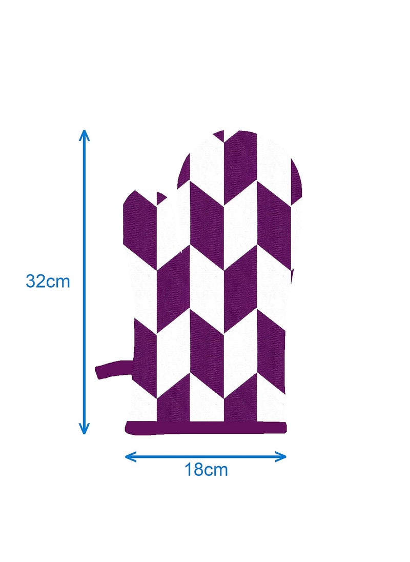 AIRWILL Airwill Cotton Designer Pattern Heat Resistant Kitchen Linens 1 Oven Mitt 1 Pot Holder PurpleWhite  - Image 2