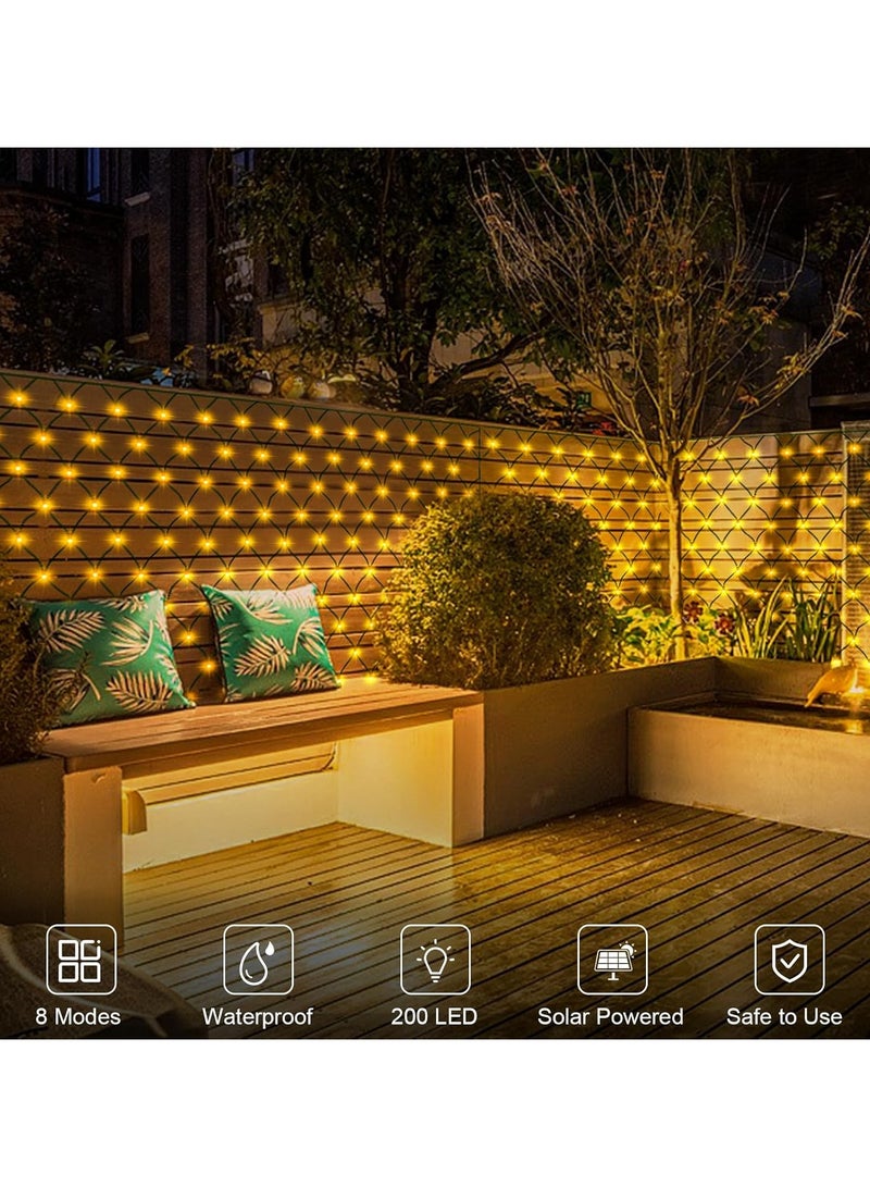 AROAQ Solar Net Mesh String Lights Outdoor Waterproof 1.5M x 1.5M 120 LEDs Tree-wrap Lights 8 Modes Decorative Lights for Party Ramadan Eid Wedding Garden Home Patio Lawn - Warm White - Image 3