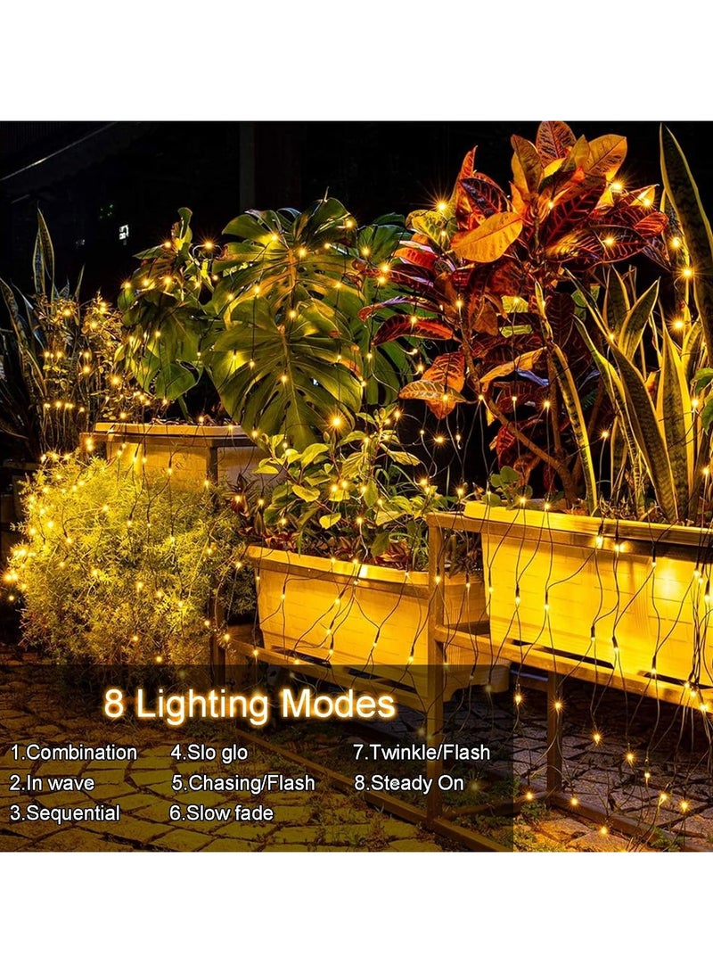 AROAQ Solar Net Mesh String Lights Outdoor Waterproof 1.5M x 1.5M 120 LEDs Tree-wrap Lights 8 Modes Decorative Lights for Party Ramadan Eid Wedding Garden Home Patio Lawn - Warm White - Image 5