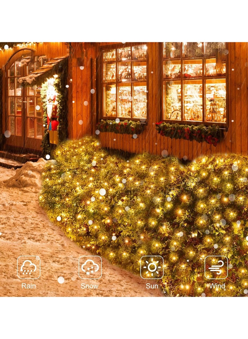 AROAQ Solar Net Mesh String Lights Outdoor Waterproof 1.5M x 1.5M 120 LEDs Tree-wrap Lights 8 Modes Decorative Lights for Party Ramadan Eid Wedding Garden Home Patio Lawn - Warm White - Image 4