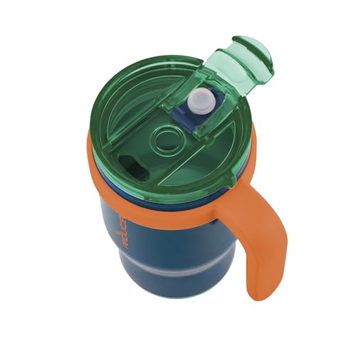 REDUCE 14 oz Coldee Tumbler with Handle for Kids - 2 Pack, Leakproof Insulated Stainless Steel Mug with Lid & Spill-Proof Straw, Keeps Drinks Cold up to 18 Hrs, Grey and Navy - Image 5