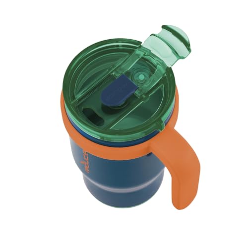 REDUCE 14 oz Coldee Tumbler with Handle for Kids - 2 Pack, Leakproof Insulated Stainless Steel Mug with Lid & Spill-Proof Straw, Keeps Drinks Cold up to 18 Hrs, Grey and Navy - Image 4