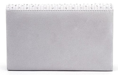 Nodykka Nodykka Women Evening Envelope Rhinestone Frosted Handbag Party Bridal Clutch Purse Shoulder Cross Body Bag, Silver  - Image 2