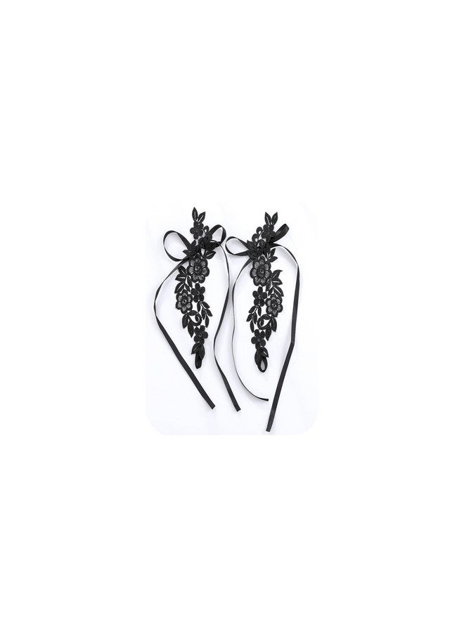 WZNBBOY Sexy Lace Barefoot Sandals with Toe Ring Vintage Floral Anklet for Women Bridal Beach Wedding Foot Jewelry Prom Festival Gift (Black) - Image 1