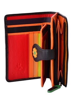 Visconti Spanish Ds82 Womens Floral Multi Colored Bifold Wallet Daisy Collec. Black Multi Medium  - Image 3