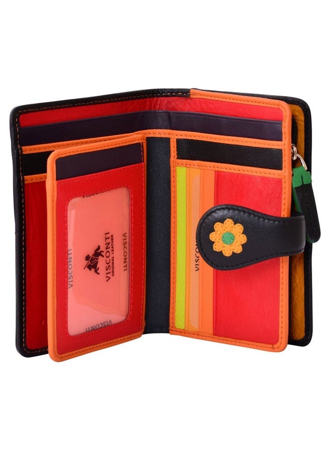 Visconti - Spanish Ds82 Womens Floral Multi Colored Bifold Wallet Daisy Collec. Black Multi Medium - Image 1