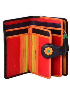Visconti Spanish Ds82 Womens Floral Multi Colored Bifold Wallet Daisy Collec. Black Multi Medium  - Image 4