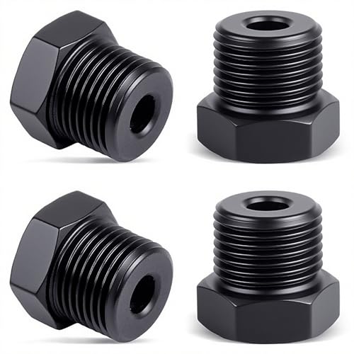 CNRAQR 14 NPT Plug Male Hex Head Fitting Adapter Aluminum Black Anodized 4PCS - Image 1