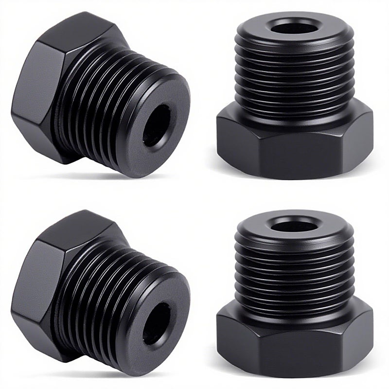 CNRAQR 14 NPT Plug Male Hex Head Fitting Adapter Aluminum Black Anodized 4PCS - Image 2