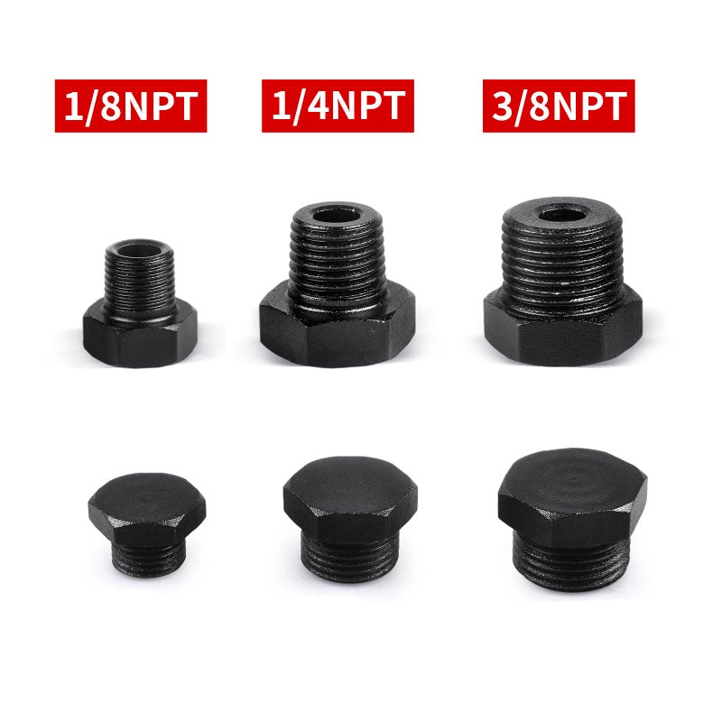 CNRAQR 14 NPT Plug Male Hex Head Fitting Adapter Aluminum Black Anodized 4PCS - Image 4
