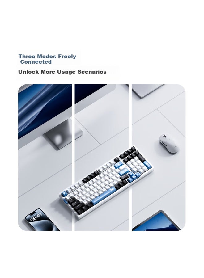 Vgn V98pro V3 Tri-mode Customizable Keyboard Gasket Structure Full Hot-swappable Rgb Quiet Office Gaming Low Latency Cow Key Switch Sea Salt - Image 2