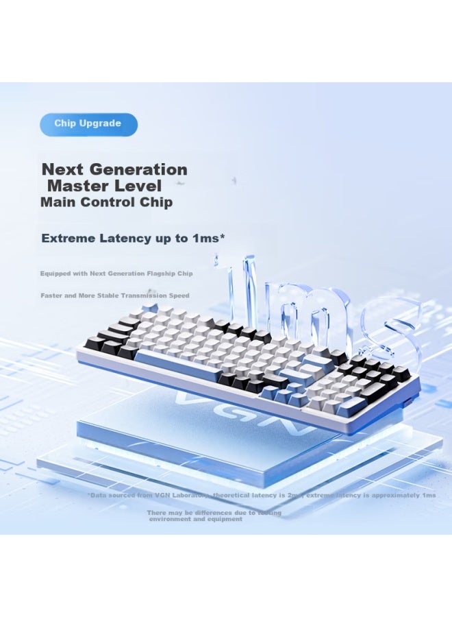 Vgn V98pro V3 Tri-mode Customizable Keyboard Gasket Structure Full Hot-swappable Rgb Quiet Office Gaming Low Latency Cow Key Switch Sea Salt - Image 1