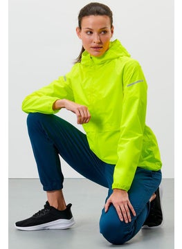 Tchibo Women Sportswear Fit Hooded Running Jacket, Lime Green  - Image 1