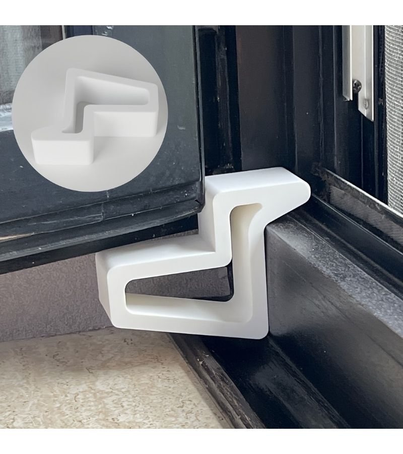 White Multi Purpose Door and Window Stopper Anti Collision Clamp Kit - Image 2