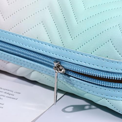 Gowloz Quilted Rainbow Cosmetic Makeup Bag | Premium PU Leather Travel Organizer Pouch with Zipper | Waterproof Toiletry & Beauty Storage Bag for Women & Girls (Pack of 1) - Image 3