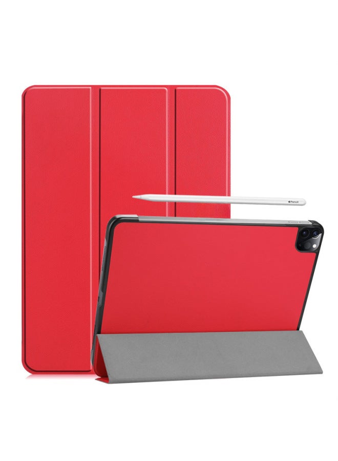 Ipad Pro 11 Air4 Air5 Tri-Fold Caster Leather Case For IPad 12.9 2022 Tablet Protective Case-Color:Red-Applicable Model:iPad Air 11 2024/air4 10.9/ Air5 10.9 - Image 2