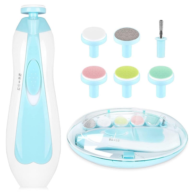 PURE NEST Baby Nail Trimmer Safe Gentle Electric Nail File for Newborns Toddlers Quiet LED Light 6 Grinding Heads Easy to Use Baby Manicure Set for Infant Kids - Image 1