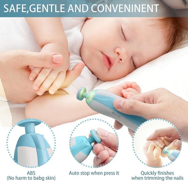 PURE NEST Baby Nail Trimmer Safe Gentle Electric Nail File for Newborns Toddlers Quiet LED Light 6 Grinding Heads Easy to Use Baby Manicure Set for Infant Kids - Image 5