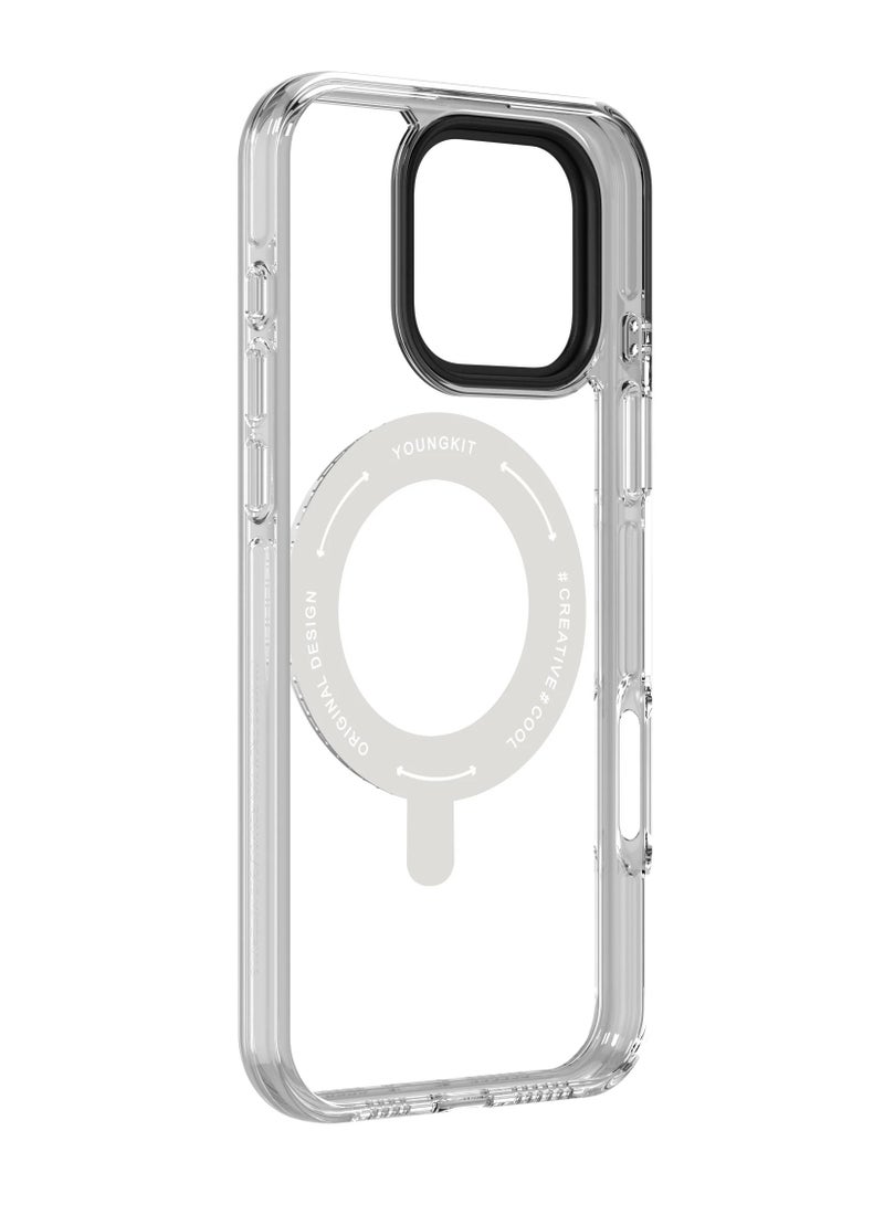 Youngkit MagSafe Compatible Non-Yellowing 360° Magnetic Stand Case for iPhone 16 Pro – Durable Transparent Design with Enhanced Camera Protection  - Image 3