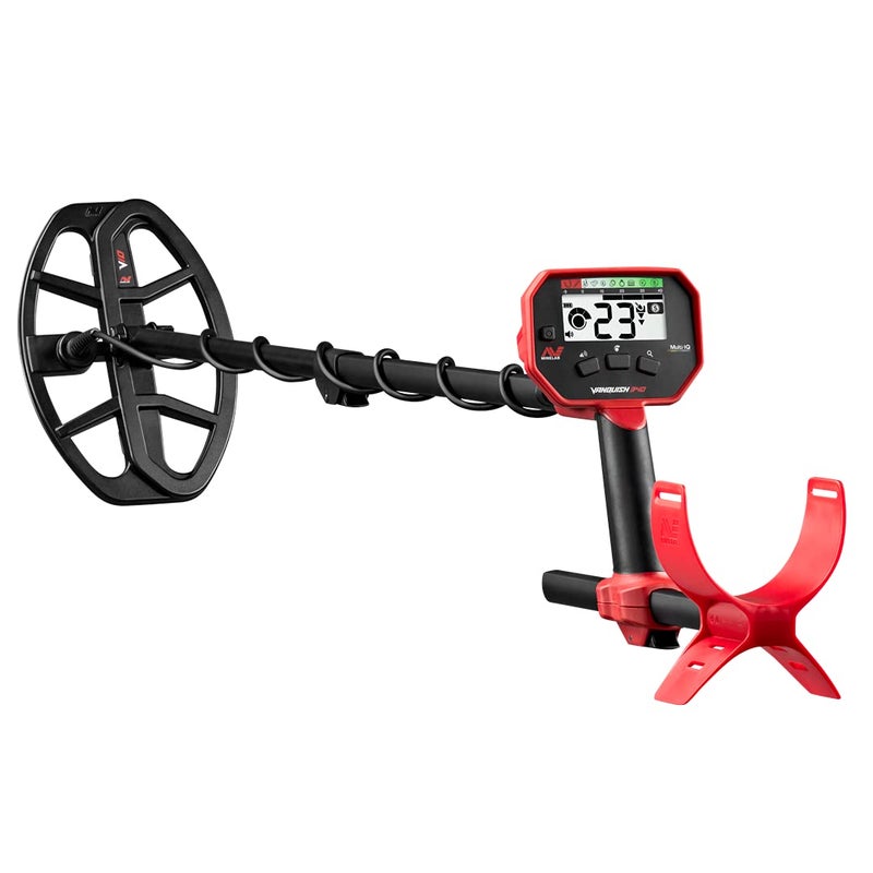 MINELAB كاشف المعادن مينيلاب فانوكويش 340 متعدد الترددات مع ملف مائي مزدوج V10 10x7 و 3 أوضاع كشف للبالغين