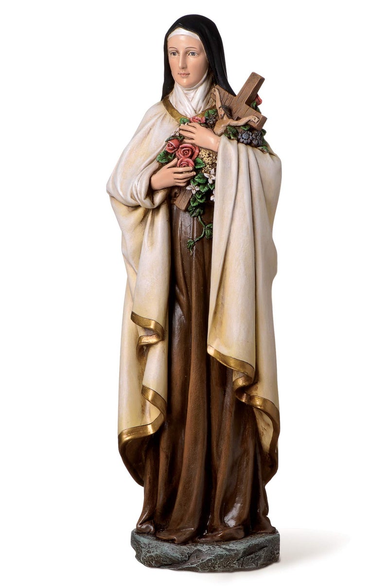 Josephs Studio by Roman 14Inch St Therese of Lisieux Figurine Catholic Saint Statue for Home Altar Prayer Room or Religious Gift HandPainted Spiritual Dcor