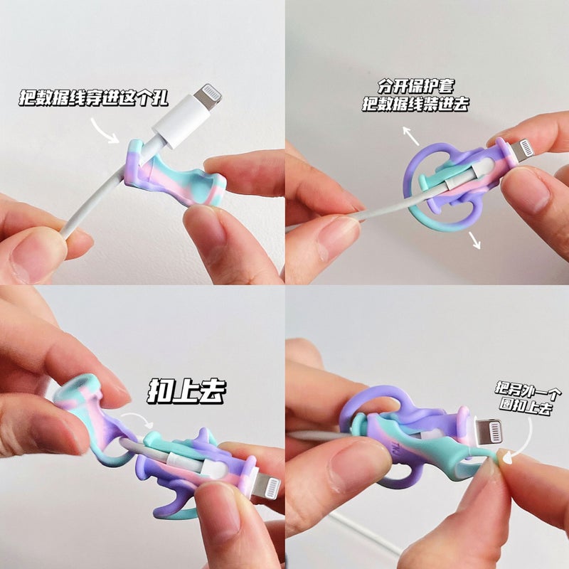 Mobile Phone Data Cable Protective Sleeve Silicone Cartoon Two-In-One Protection Wire Anti-Fracture Charging Cord Protective Sleeve - Image 4
