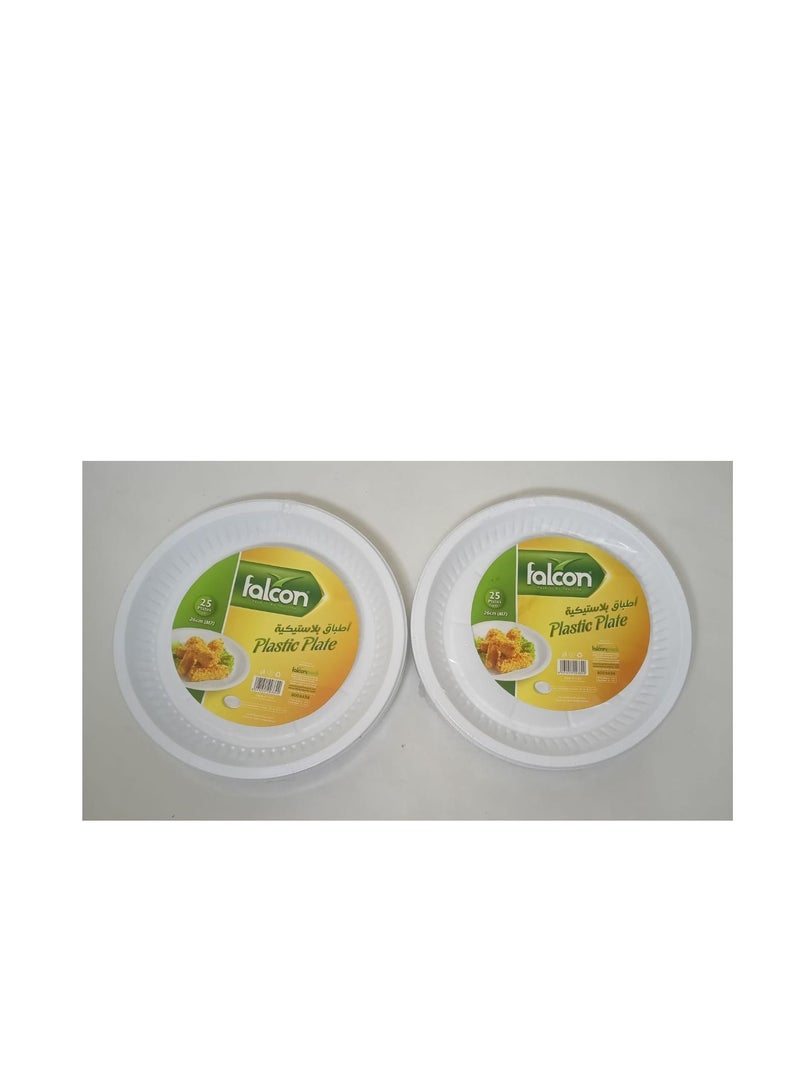 فالكون باك عبوة من 2 × 25 قطعة طبق بلاستيك دائري فالكون 26 سم - Image 1