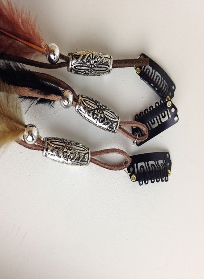 Fodattm Set of 3 Handmade Boho Hippie Hair Extensions with Feather Clip Comb Headdress Hairpin DIY Accessories for Women Lady - Image 4