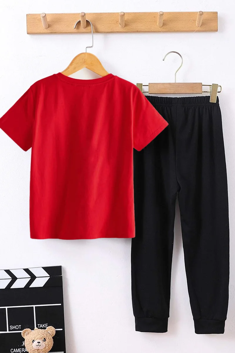 ONLYTRENDWEAR Childrens Bear Bottom - Top Tracksuit Set 3-4 Years Old Red