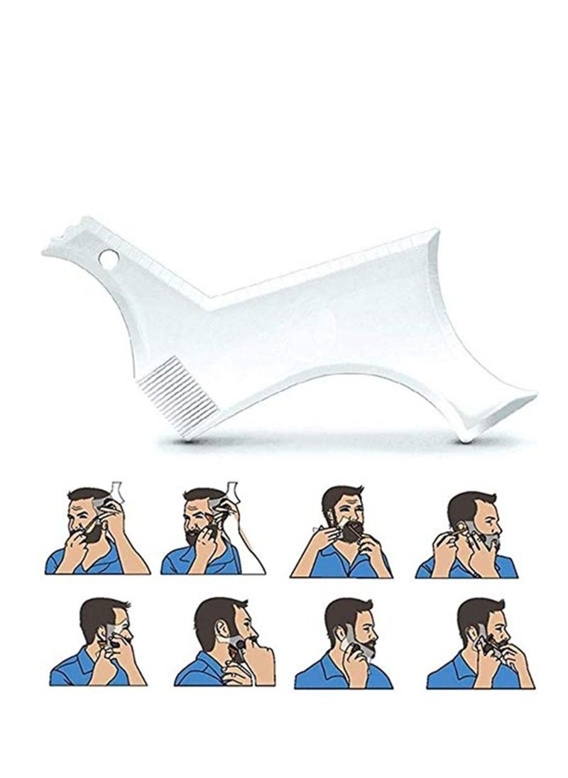 SYOSI - Shaving Template Beard Shaping Tool Transparent Styling Comb Templates for Goatee Mustache Sideburns Jaw Cheek Neck Line Symmetric Curve Step Cut Trimmer Barber Supplies Set Stencil - Image 1