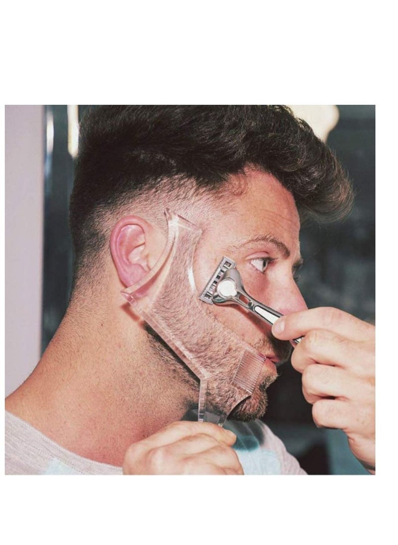 SYOSI - Shaving Template Beard Shaping Tool Transparent Styling Comb Templates for Goatee Mustache Sideburns Jaw Cheek Neck Line Symmetric Curve Step Cut Trimmer Barber Supplies Set Stencil - Image 1