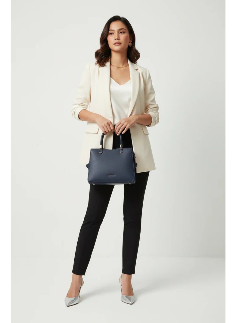 Chrisbella Mini Navy Blue Luxury Handbag with Adjustable Sling & Matching Pouch – Elegant Top Handle Crossbody Bag - Image 3