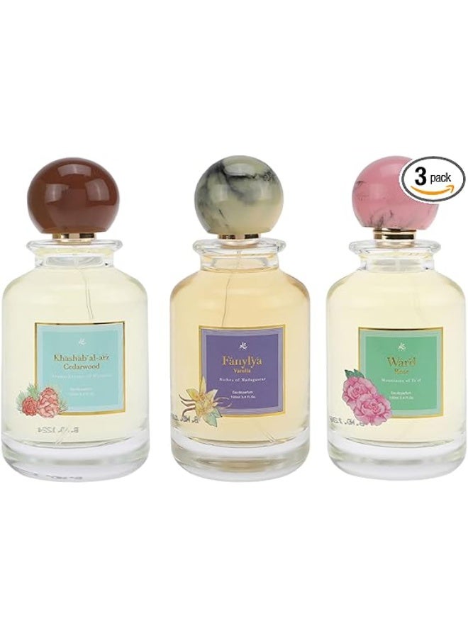 JAD Grow group Set (ROSE,CEDARWOOD & VANILLA) Unisex Perfume EDP 100 ml x 3pcs - Image 1
