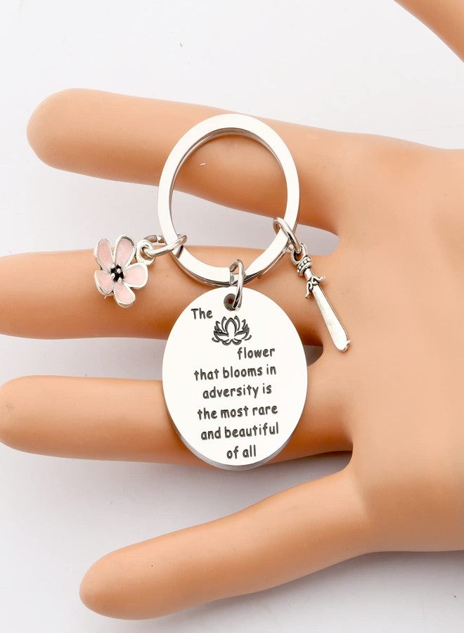 BNQL Princess Mulan Inspired Cuff Bracelet Keychain The Flower That Blooms in Adversity Jewelry Gift for Her (keychain S) - Image 5