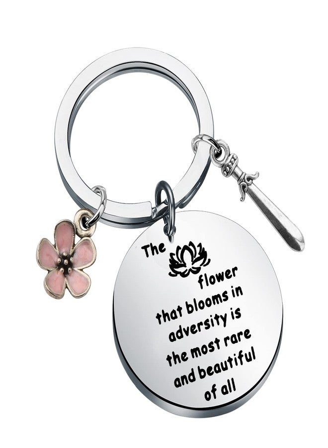 BNQL Princess Mulan Inspired Cuff Bracelet Keychain The Flower That Blooms in Adversity Jewelry Gift for Her (keychain S) - Image 1
