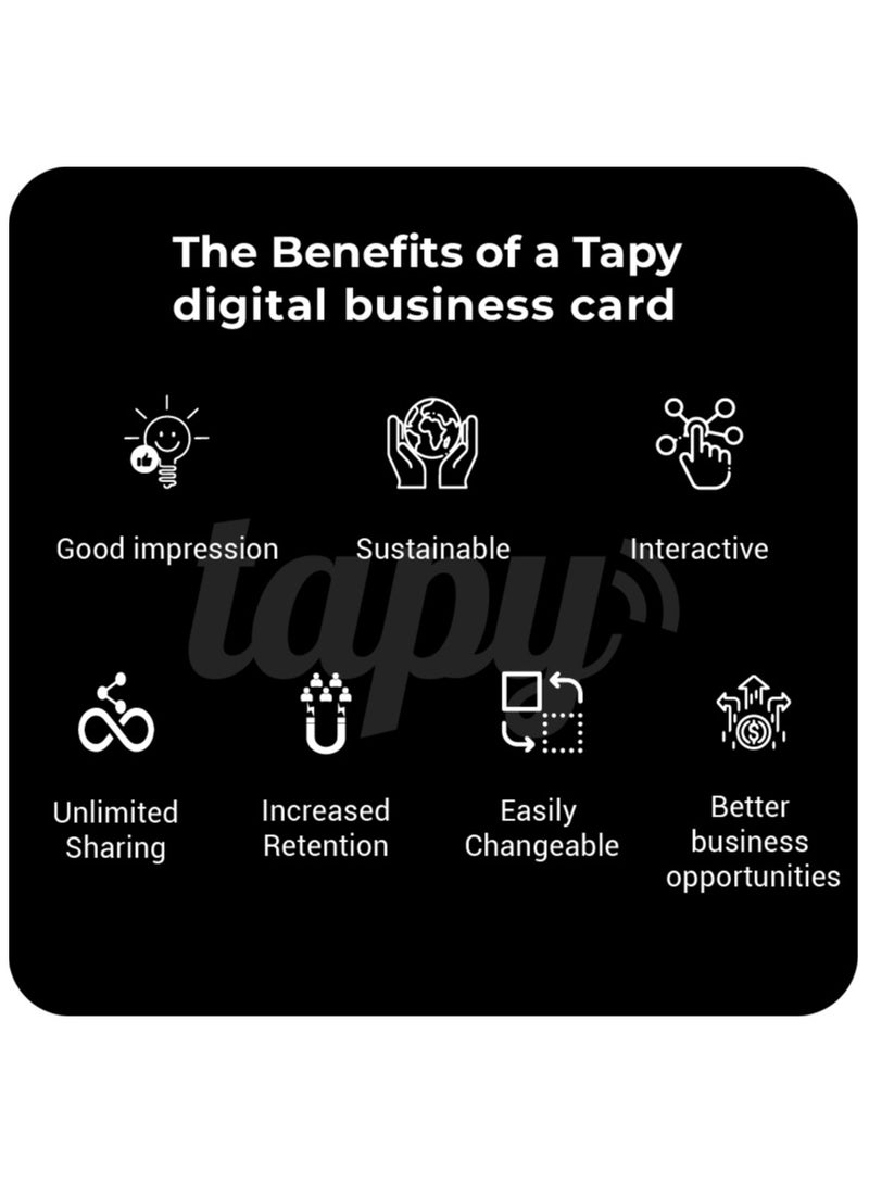 Tapy NFC Digital Business Card Premium Walnut Wood, Smart Contactless Technology, Fully Customizable, iOS & Android Compatible - Image 5
