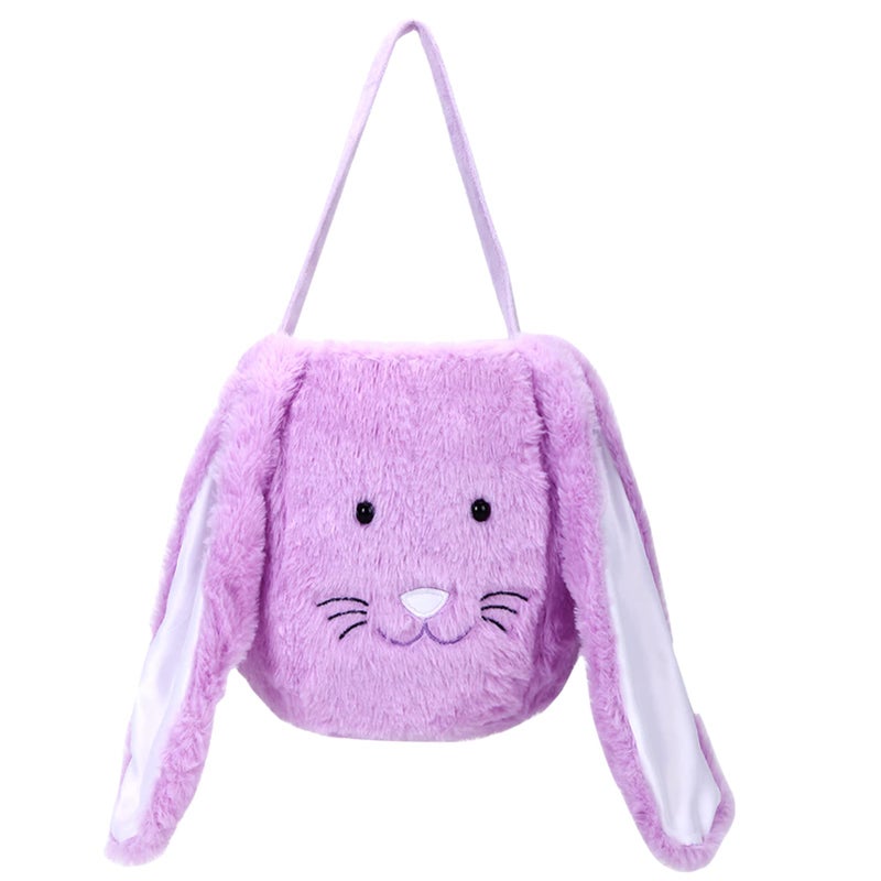 XinblueCo Plush Easter Bunny Basket for Kids Boys Girls Easter Buckets with Long Plush Ear Personalized Egg Hunting Bags,Bunny Kids Easter Tote Bags for Easter Decorations Candy - Image 2