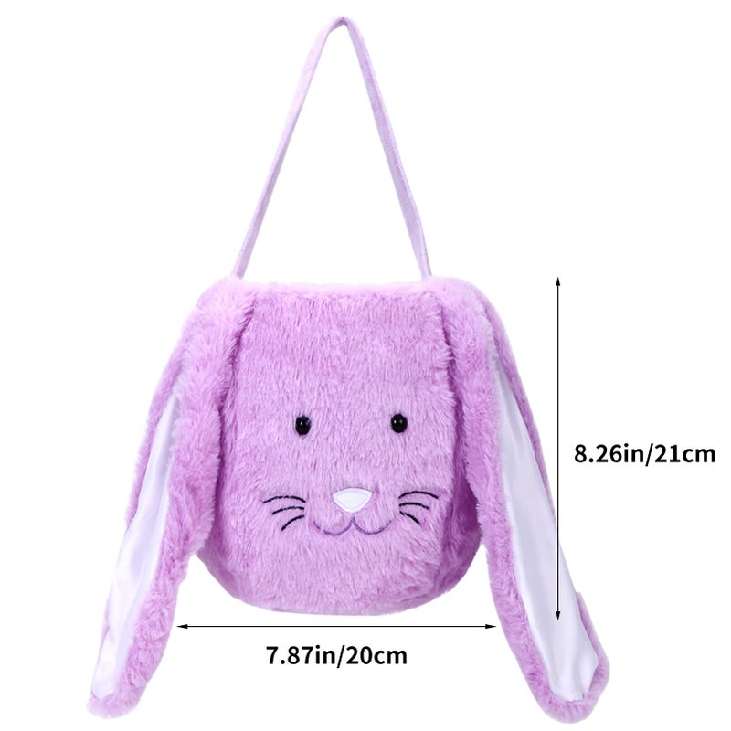 XinblueCo Plush Easter Bunny Basket for Kids Boys Girls Easter Buckets with Long Plush Ear Personalized Egg Hunting Bags,Bunny Kids Easter Tote Bags for Easter Decorations Candy - Image 5